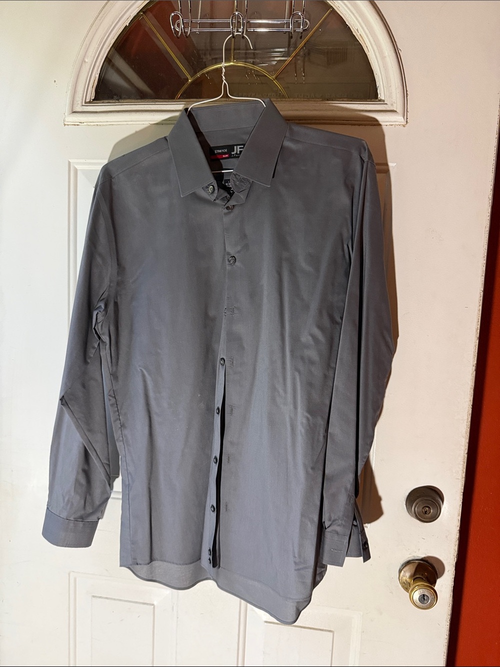 jf j.ferrar Men's Charcoal Gray Long-Sleeve Dress Shirt